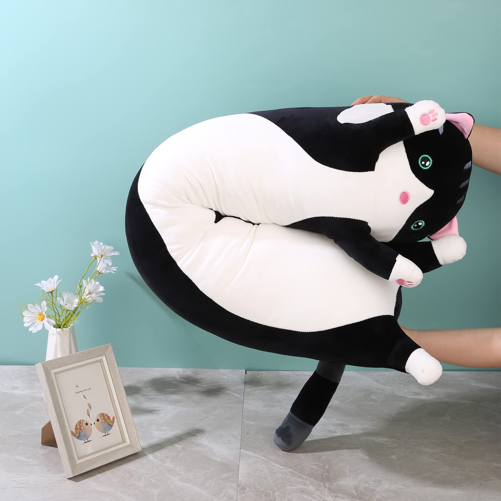 Long Cat Plush Pillow Soft Cat Hugging Pillow Stuffed Animal Pillow Cute Kitty Sleeping Throw Pillow Gift For Kids(90Cm/35.43Inc